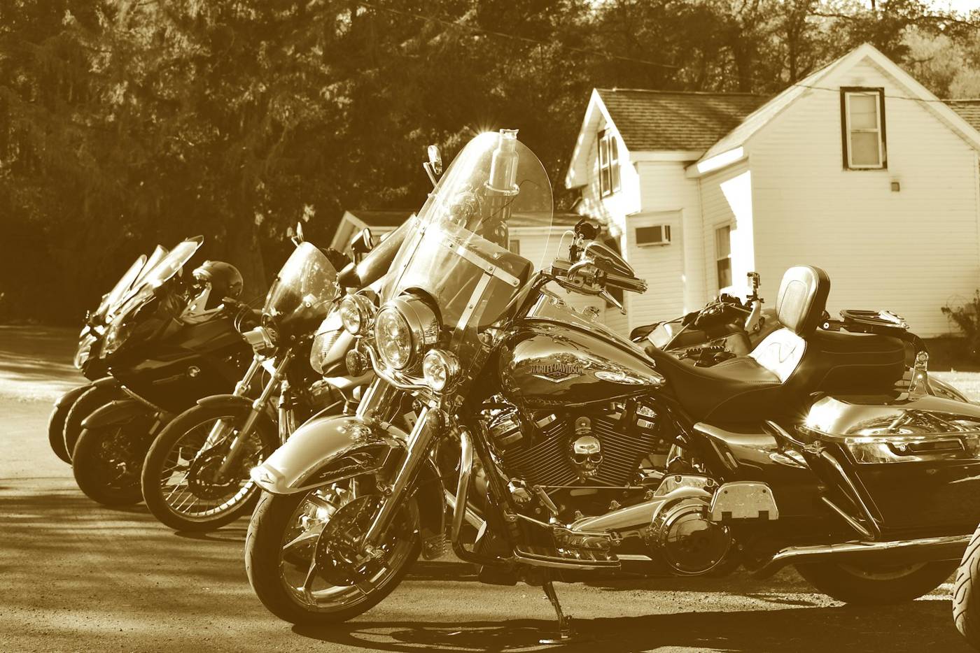 Bike night Row of motorcycles parked together at a riders' meetup