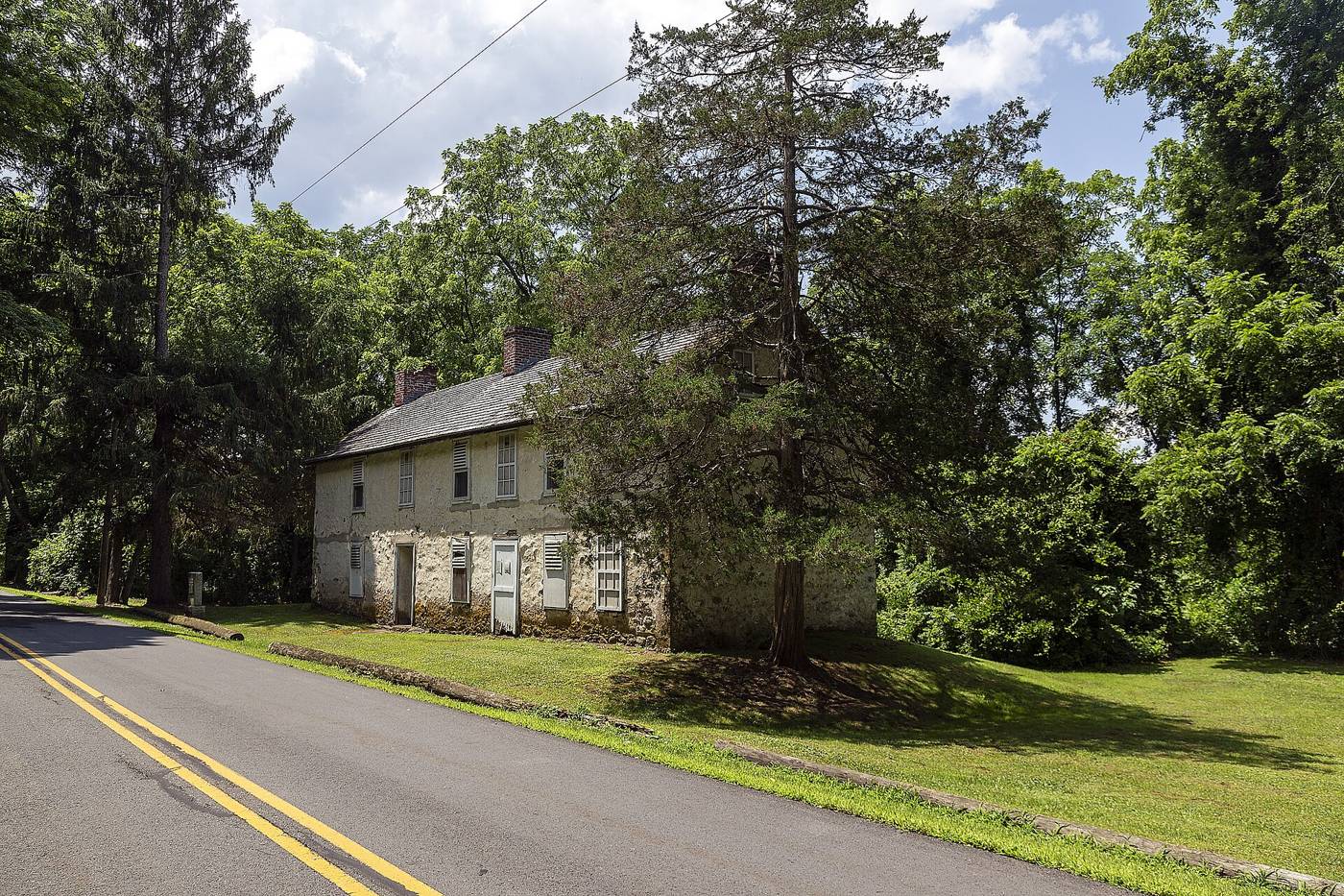 Historic Depue House beside Old Mine Road in the Delaware Water Gap, New Jersey